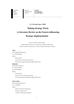 Making Strategy Work: A Literature Review on the Factors