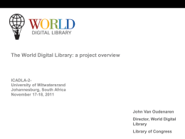 The World Digital Library: a project overview