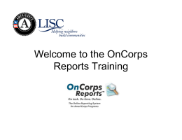 Welcome to the OnCorps Reports Training