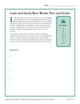 Latin and Greek Root Words: Port and Scribe