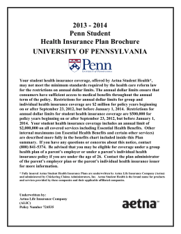 2013 - 2014 Penn Student Health Insurance Plan Brochure