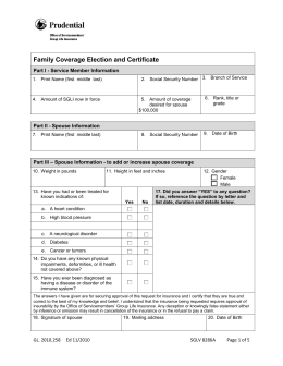 SGLV 8286, Family Coverage Election and Certificate