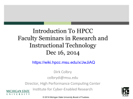 Introduction to the HPCC - HPCC Wiki