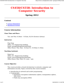 CS458/CS558: Introduction to Computer Security