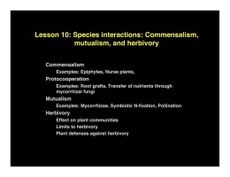 Lesson 10: Species interactions: Commensalism, mutualism, and