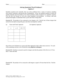 L14.Solving Quadratic Word Problems I