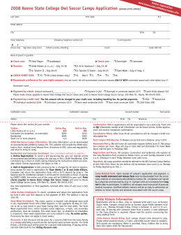 2008 keene State College Owl Soccer Camps Application (please