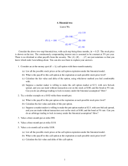 4. Binomial tree Liuren Wu (F) St = 100 (D) 105 (E) 95 (A) 110 (B