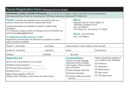 Parent Registration Form (Photocopy form as needed) - ESC-20