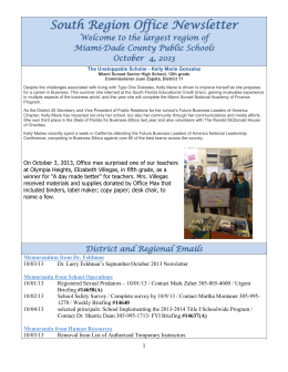 South Region Office Newsletter - Paul W. Bell Middle School