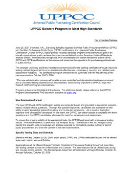 UPPCC Bolsters Program to Meet High Standards