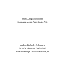 World Geography Course Secondary Lesson Plans Grades 7