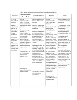 Guidelines for Definition of Performance Standards for Faculty