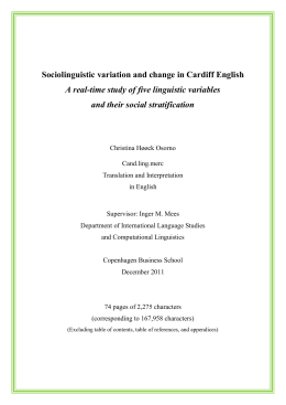 Sociolinguistic variation and change in Cardiff English A real