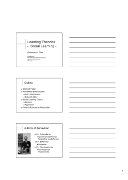 Learning Theories - Social Learning -