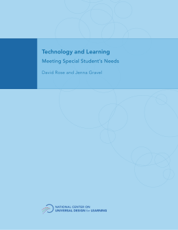 Technology and Learning: Meeting Special Student`s Needs