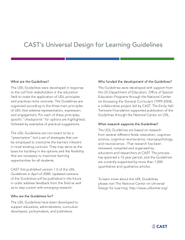 CAST`s Universal Design for Learning Guidelines