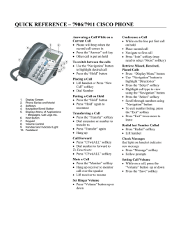 QUICK REFERENCE – 7906/7911 CISCO PHONE