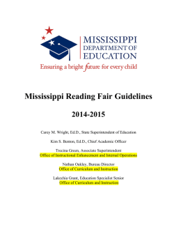 Mississippi Reading Fair Guidelines