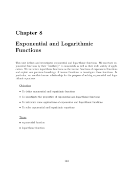 Chapter 8 Exponential and Logarithmic Functions