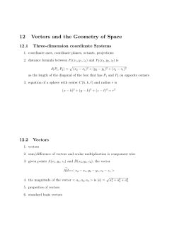 12 Vectors and the Geometry of Space