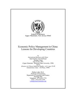 Economic Policy Management in China