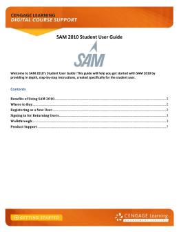SAM 2010 Student User Guide