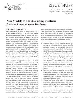 New Models of Teacher Compensation