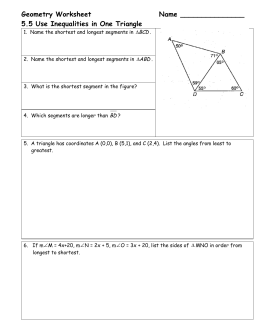 Geometry Worksheet Name 5.5 Use Inequalities in One Triangle