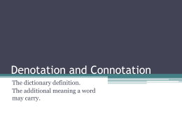 Denotation and Connotation - The Syracuse City School District
