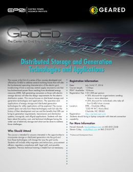 Distributed Storage and Generation Technologies - GridEd