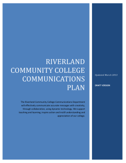 RIVERLAND COMMUNITY COLLEGE COMMUNICATIONS PLAN