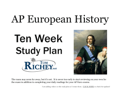 AP Euro 10 Week Study Plan
