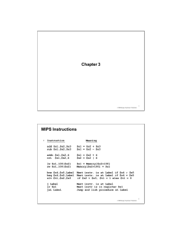 Chapter 3 MIPS Instructions