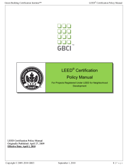 LEED Certification Policy Manual