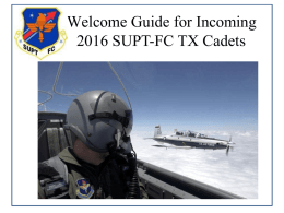 Welcome Guide for Incoming 2016 SUPT