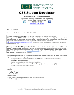 CSE Student Newsletter - University of South Florida