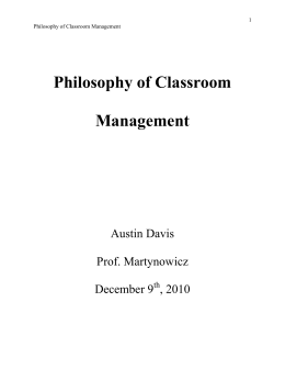 Philosophy of Classroom Management