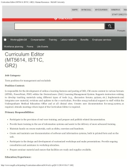 Curriculum Editor (MT5614, IST1C, GR2)