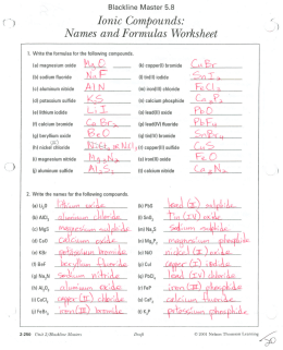 2 (_ _) Blackline Master 5.8 Ionic Compounds: Names and Form