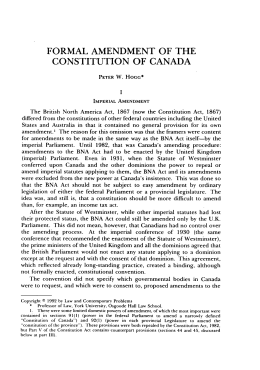 Formal Amendment of the Constitution of Canada