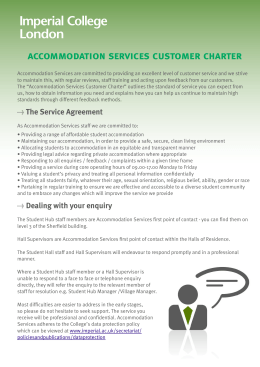 accommodation services customer charter