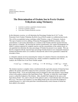 The Determination of Oxalate Ion in Ferric Oxalate