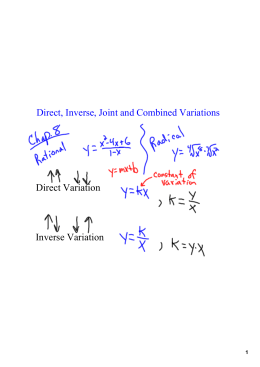 Direct, Inverse, Joint and Combined Variations Direct Variation