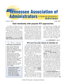In This Issue Gain familiarity with popular RTI approaches
