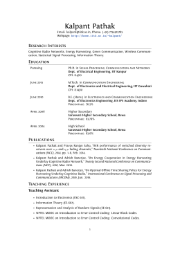 Curriculum Vitae - IITK - Indian Institute of Technology Kanpur