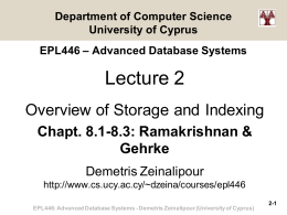 Lecture 2 - Introduction to Storage and Indexing