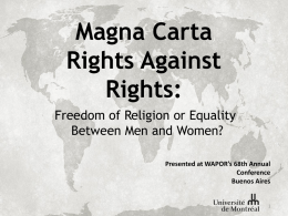 Freedom of Religion or Equality Between Men and Women?