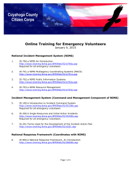 Online Training for Emergency Volunteers, 2015