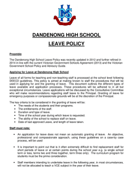 DANDENONG HIGH SCHOOL LEAVE POLICY